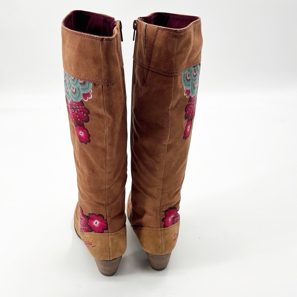 Desigual ESTHER High Shaft High Heel Boots, EU 37 US 6.5, Brown Floral - Picture 5 of 15